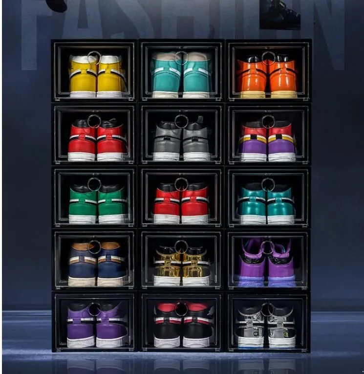 3PCS Clear Plastic Shoebox for Sneakers Basketball Sports Shoes Dustproof High tops Organizer