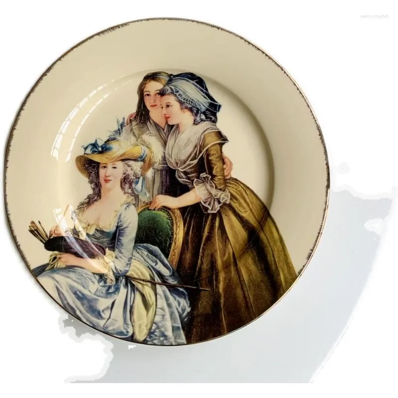 Lady Figure Oil Painting Ceramic Plate By Plates British Design