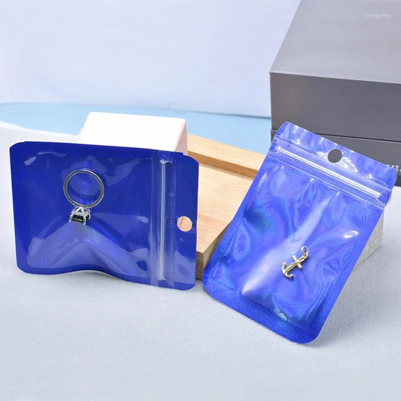 Jewelry Pouches 100Pcs Bag Self Plastic Zipper Clear PVC Rings Earrings Packing Storage Pouch Lock 124A