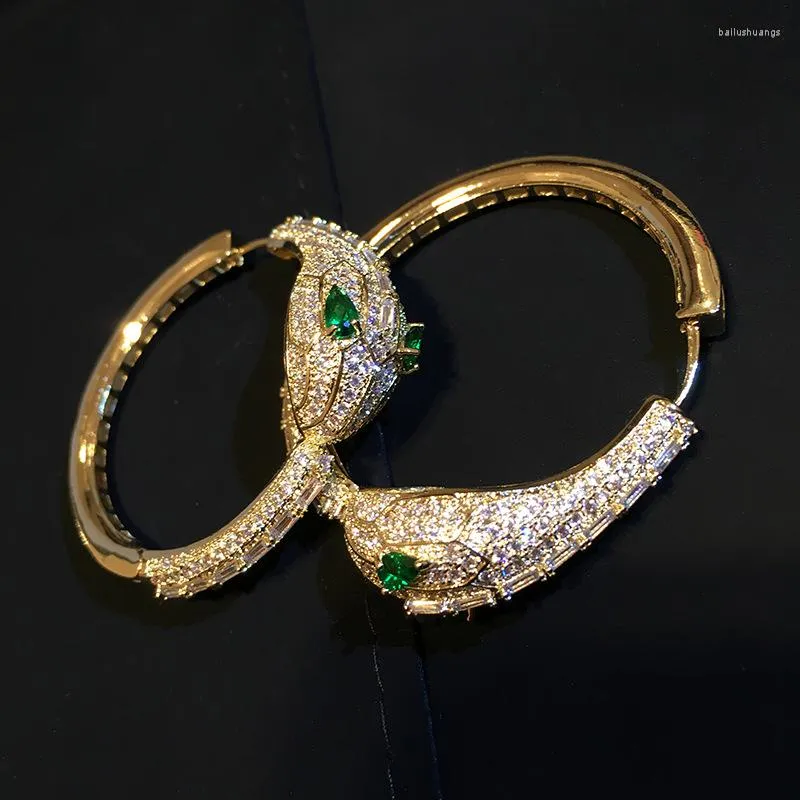 Boucles d'oreilles créoles luxe mode serpent strass rond Vintage bijoux pour femme cadeau de fête