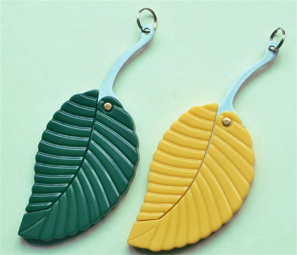 Factory Knife Mini Green Leaf Keychain Multifunction stainless Portable Outdoor Pocket Gadgets Key Accessories KD1