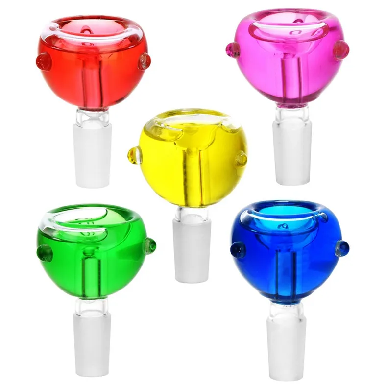 Colorful 14MM 18MM Male Joint Smoking Replacement Bowls Herb Tobacco Oil Filter Glass WaterPipe Bong Glow In Dark Freezable Liquid Filled Hookah Holder DHL