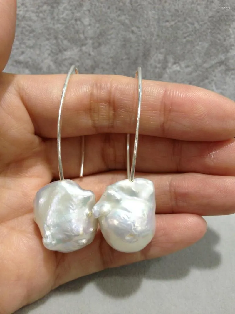 Dangle Earrings Baroque Big Freshwater Pearl Real 925 Silver Fashion Fine Jewelry For Women Long Earring Drop