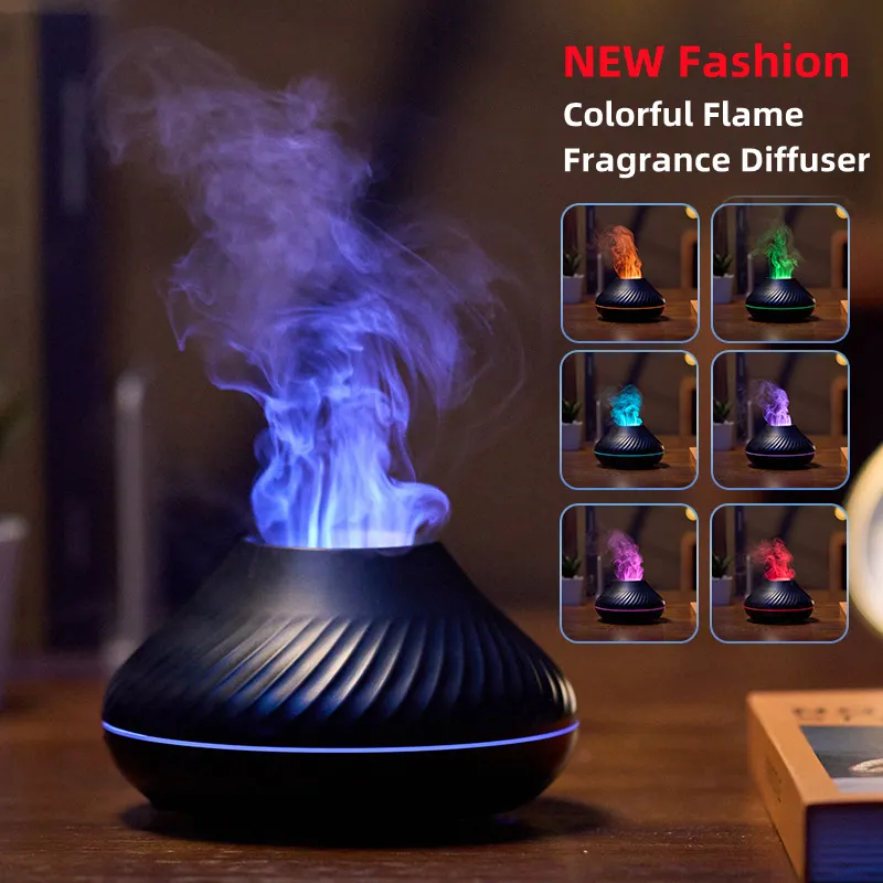 Autres produits pour la maison intelligente Humidificateur de flamme coloré 3D Humidificateurs d'aromathérapie de voiture USB Diffuseurs Diffuseur portable Huiles essentielles pour parfum d'ambiance 221021