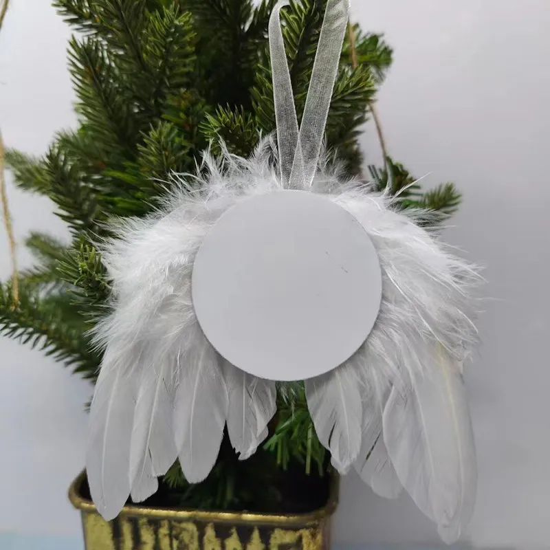 Sublimação natal penas anjo anjo asa de natal decoração transferência de calor ornamento diy