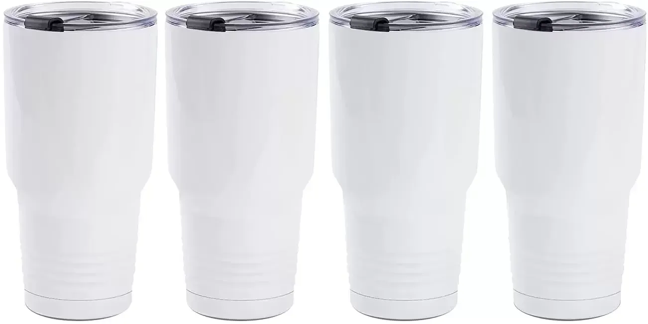 Bicchieri per sublimazione Bicchieri per auto da viaggio per caffè in acciaio inossidabile bianco da 30 OZ con coperchio Tazze per sublimazione