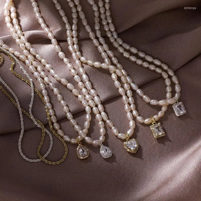 Choker Pearl Collier baroque irr￩gulier bref ￩l￩gant mode cor￩en vintage de la qualit￩ de luxe bijourie bijoux femme
