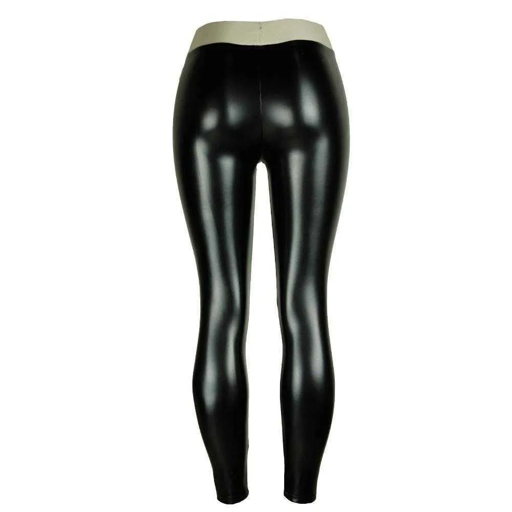 Faux Leather Solid Skinny Leggings Casual High Waist Daily - Temu