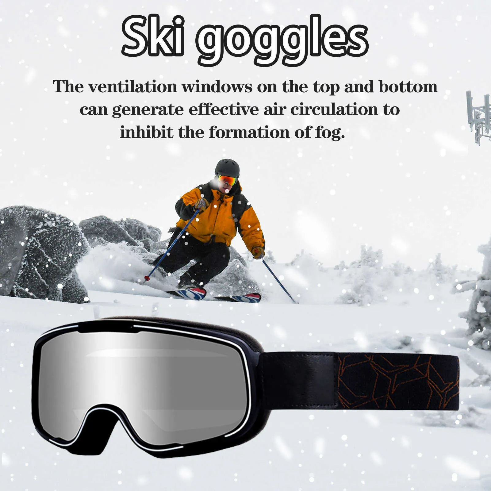 Ski Goggles Goggs UV Protection OTG Projekt antyfog zimowy śnieg sportowy snowmobi szklanki dla mężczyzn kobiety L221022