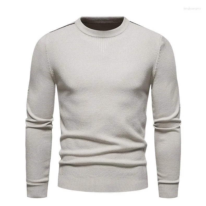 Herrtröjor mattswag herrar fast färgbesättning hals Kintad varm Autumn Winter Regular Pullover Shirt Fashion Slim Fit Men's Clothing