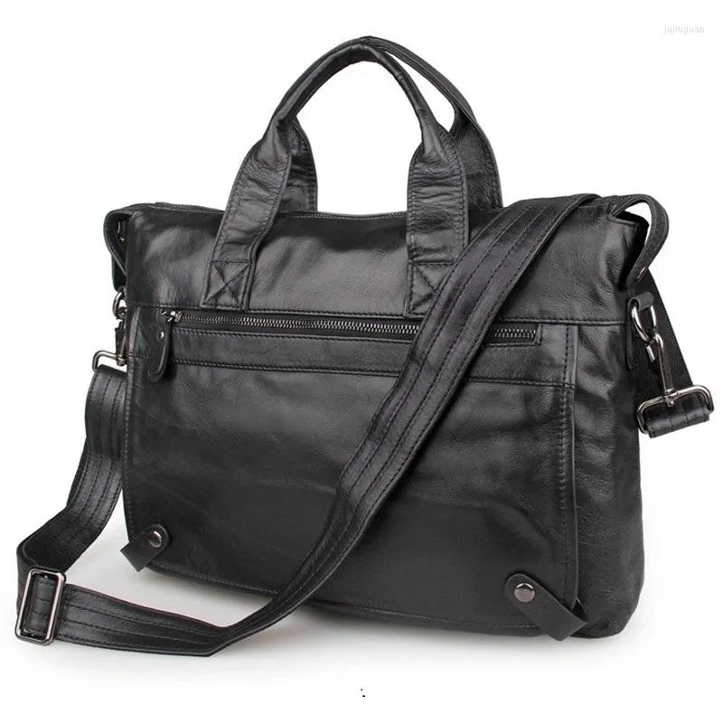 Briefcases Genuine Leather Briefcase Men Business Bag Laptop Tote Male Office Handbag Shoulder Bags For