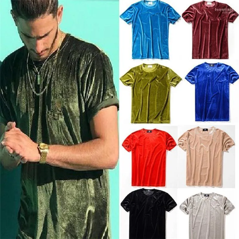 Heren t shirts Meerdere kleuren mannen streetwear oversized velour t -shirt solide kleur mode zomer zomers korte mouw hiphop swag fluweel T -shirt