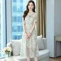 Casual Dresses 2021 French Ladies Dress Summer Chiffon V-neck Floral Fashion Women