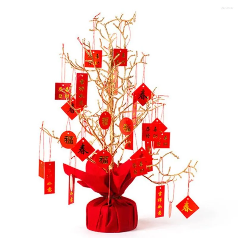 Juldekorationer 2022 Birch Tree Chun Fu Character Ornaments Chinese Year Lucky For Home Shopping Mall Lycka till rikedom