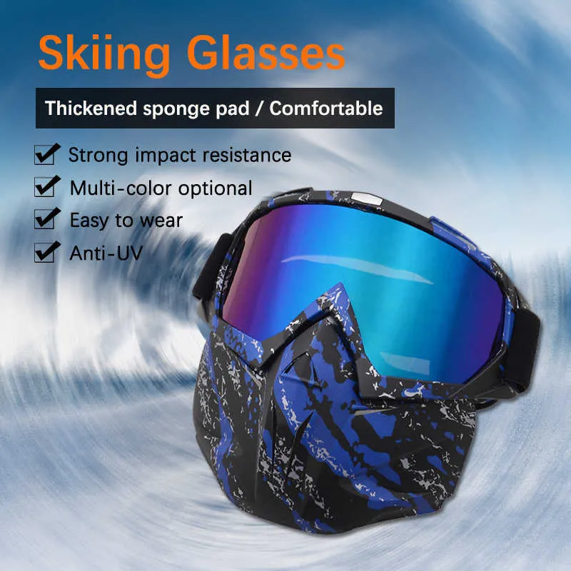Gogle narciarskie na okulary zimowe okulary przeciwprądowe Motocross Okulary przeciwsłoneczne z maską twarzy snowboard snowmobi goggs L221022