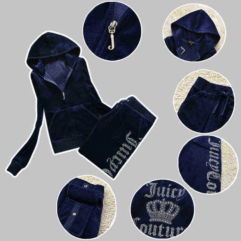 Nieuwe ontwerper Hoodie Tracksuits Juicys Tracksuit 2024 Zomermerk naaipak Velvet Velour Women Track hoodies en broek Met Juicys Coutoure dames tracksuit jas