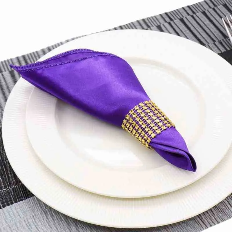 10 Stück Party einfarbige quadratische Satin-Servietten weiches Taschentuch romantische Hochzeitsbankett-Tischdecke Abendessen-Dekoration J220816