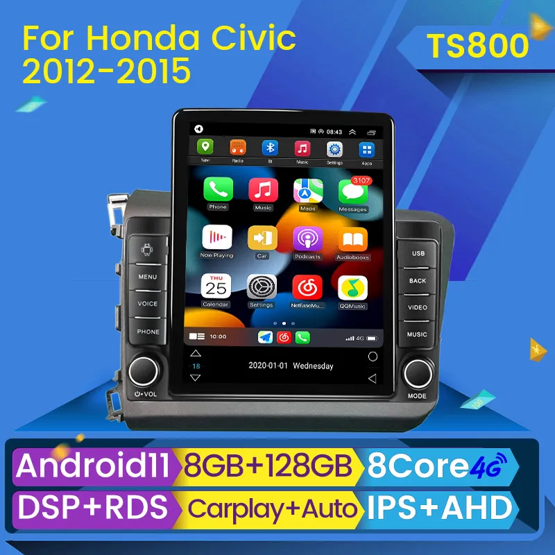 CAR DVD Radio Multimedia Video Player dla Honda Civic 2012-2015 Android 11 Carplay GPS Navigation 2 Din Autoradio