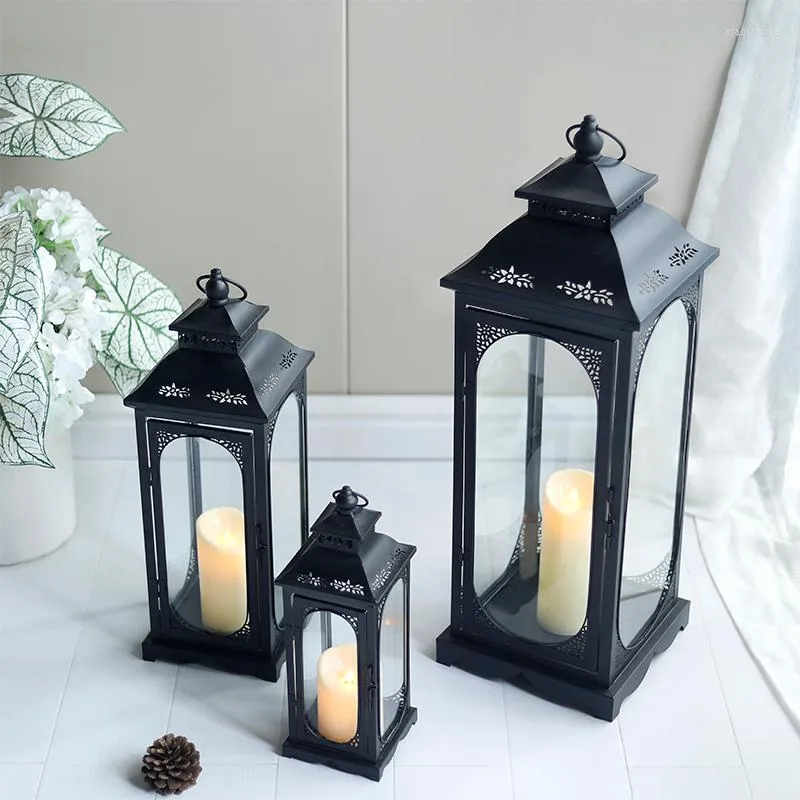 Titulares de velas Casamento Titular da parede nórdica Black Glass Halloween Retro Christmas Pillar Centro de Mesa Acessórios para casa ZP50ZT