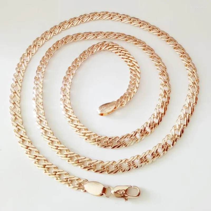Łańcuchy luksusowe męskie naszyjnik 585 Rose Gold Kolor mody biżuterii miedzi 5 mm 55 cm Długie dla kobiet prezent rocznicowy