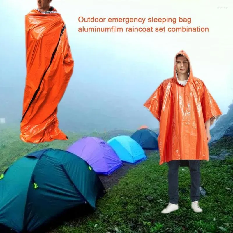 Podkładki zewnętrzne 1 set przetrwanie Poncho Camping Sprzęt Keep Straż Ultralight UltraL termiczny Ratownicze odzież deszczowa dla