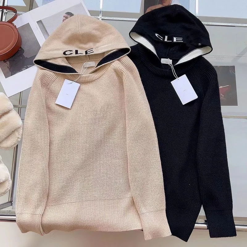 2023 Fashionable Womens Cashmere Hoodie Sweater Knitted Top
