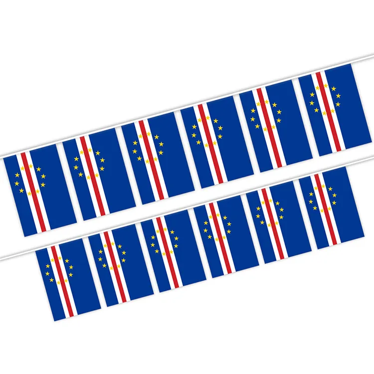 Cape Verde String Flag 14x21cm Country Country National Hanging Miner Banner للزينة الداخلية في الهواء الطلق