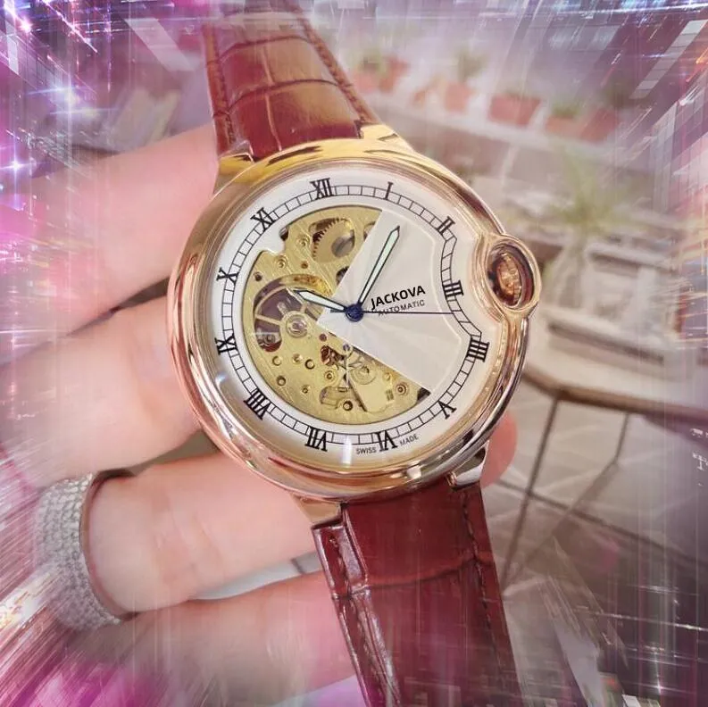 Grande scheletro cavo orologio meccanico automatico maschile da uomo 48 mm genuino cinghia in pelle presidente autoportatore retrò orologio da polso regalo di Natale preferito