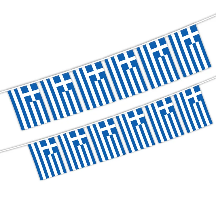 Grèce String Drapeau 14x21cm Monde Pays National Suspendu Mini Bannière Pour La Décoration Extérieure Intérieure