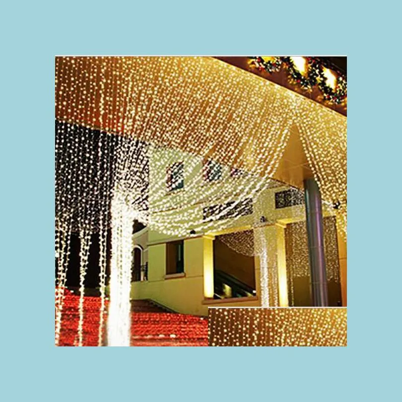 Party Decoration 10mx5m 1600 LED Curtain Light Promotion Jul Decoration Wedding Supplies Outdoor Holiday Lights Series AC 110V DHON2