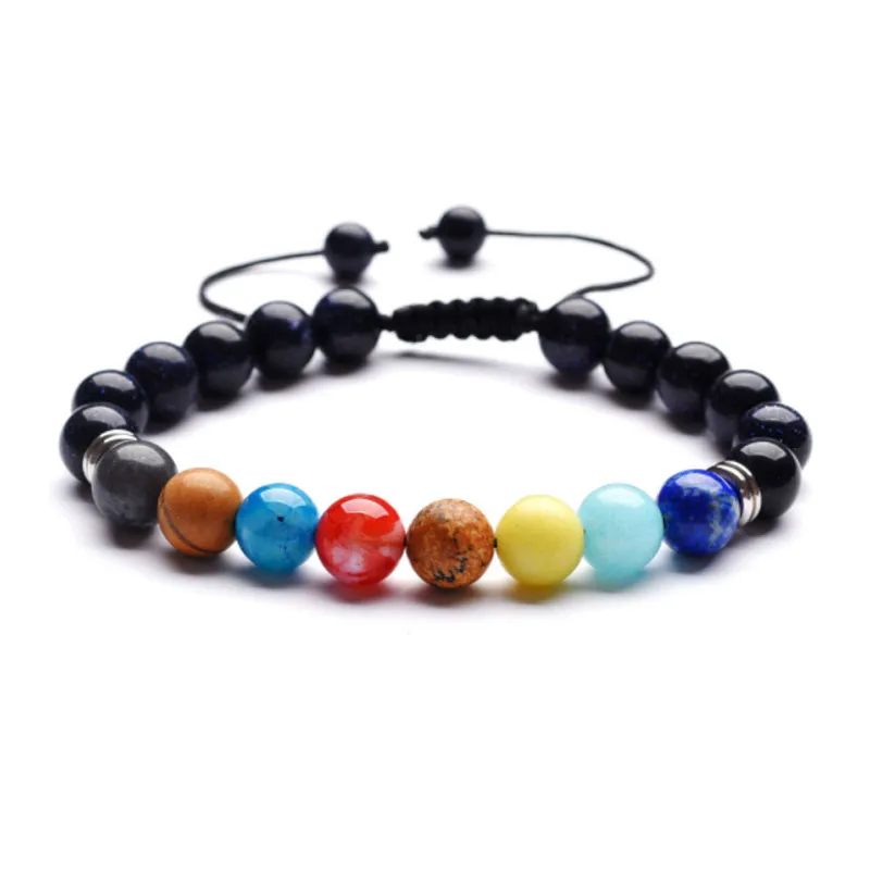 8 mm natuursteen strengen handgemaakte kralen bedelarmbanden voor vrouwelijke mannen verstelbare verzilverde sieraden mode -accessoires