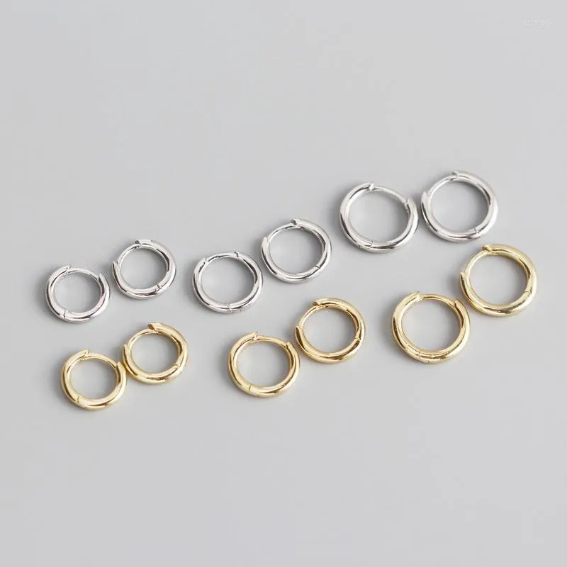 Серьги обручи минималистские 925 серебряный серебряный серебряный круг для женщин аксессуары золотой цвет обручи.