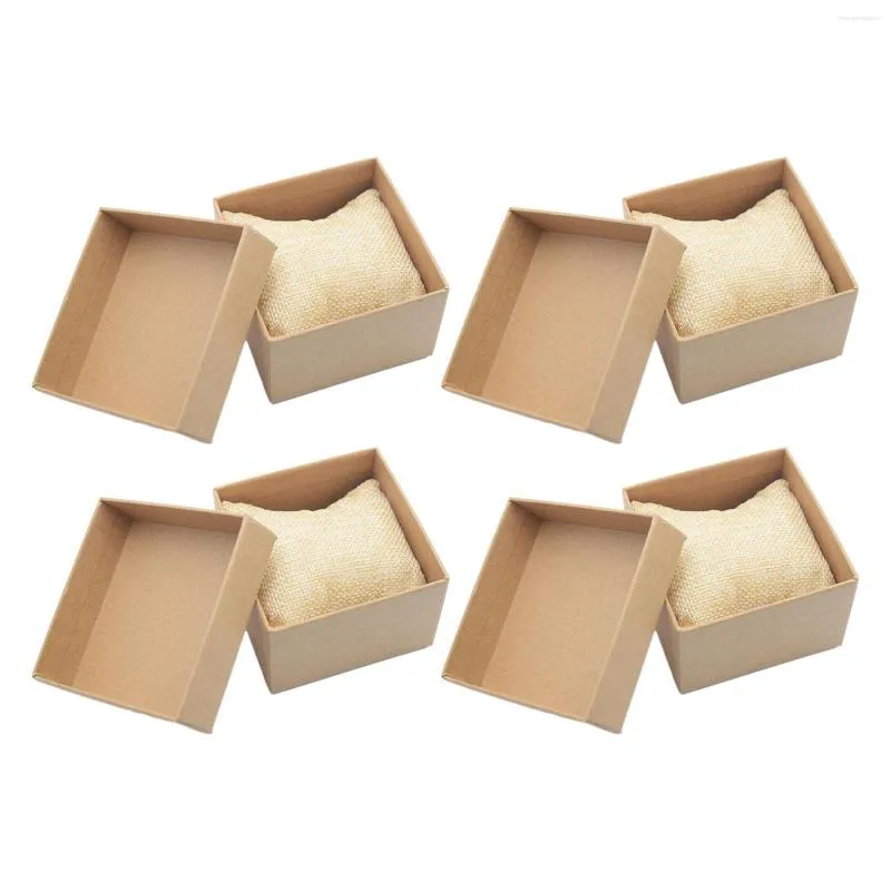 Oglądaj pudełka 4 sztuki pudełko do przechowywania Kraft pojedyncze gniazdo ochronne biżuteria organizator obudowy