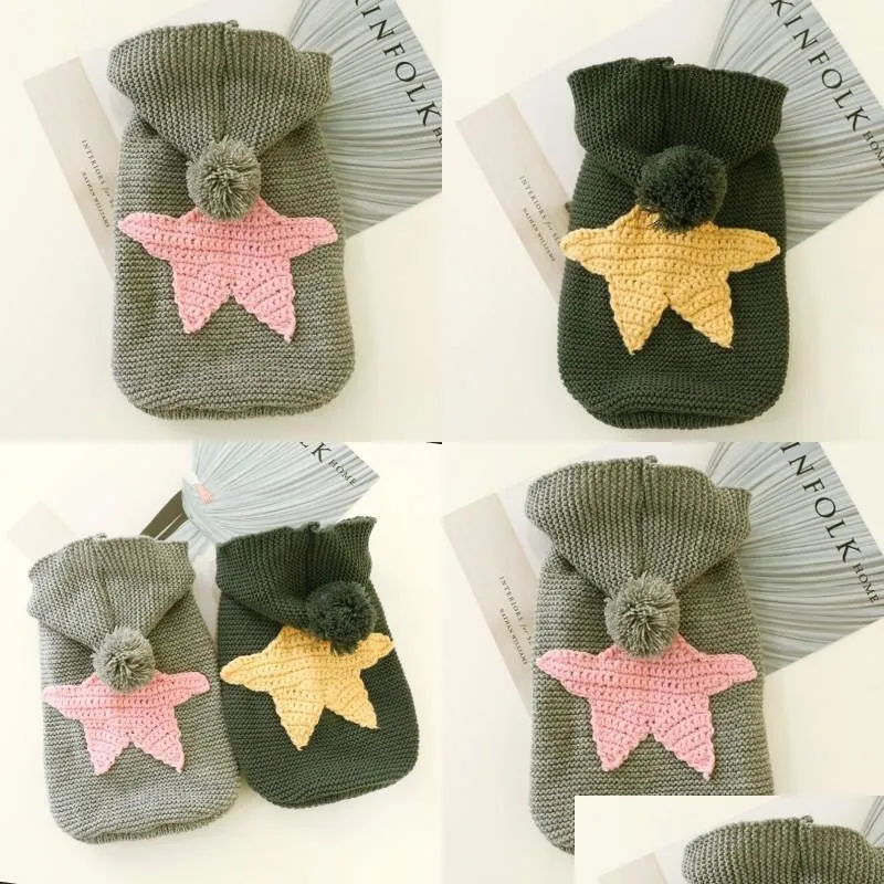 Hundkl￤der Cat Dogs Apparel Autumn Winter Sweater Starfish Patterns Sticking Cold Proof H￥ll varma hundkl￤der PET -leveranser M￶nster DHB86