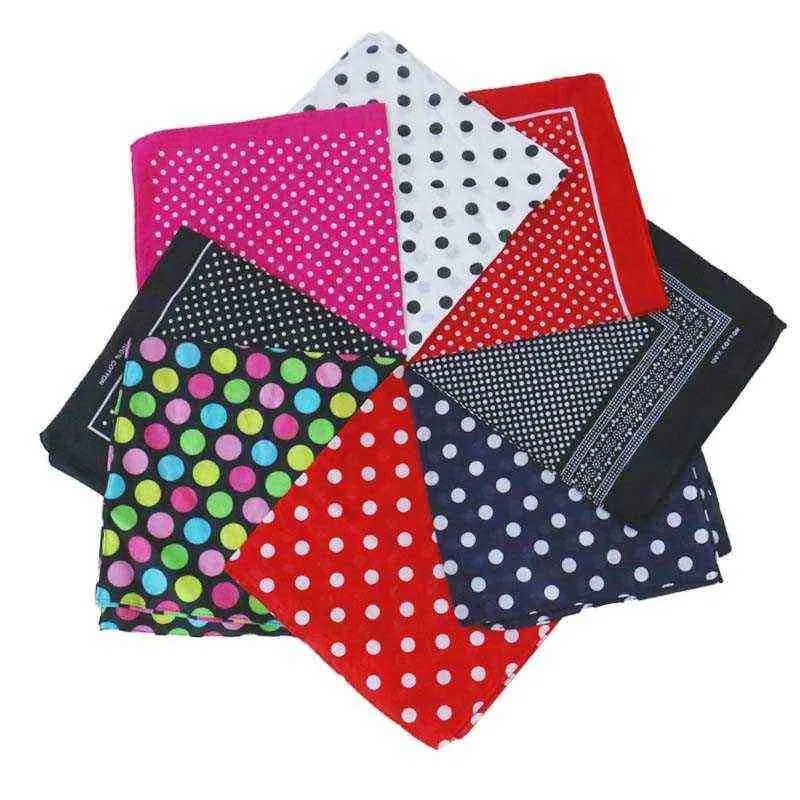 2021 POLKA DOT Gedrukte Bandana Square Scarf Men Women Mode kleurrijke boho -stijl hiphop zakdoek polsband hoofddeksel masker J220816