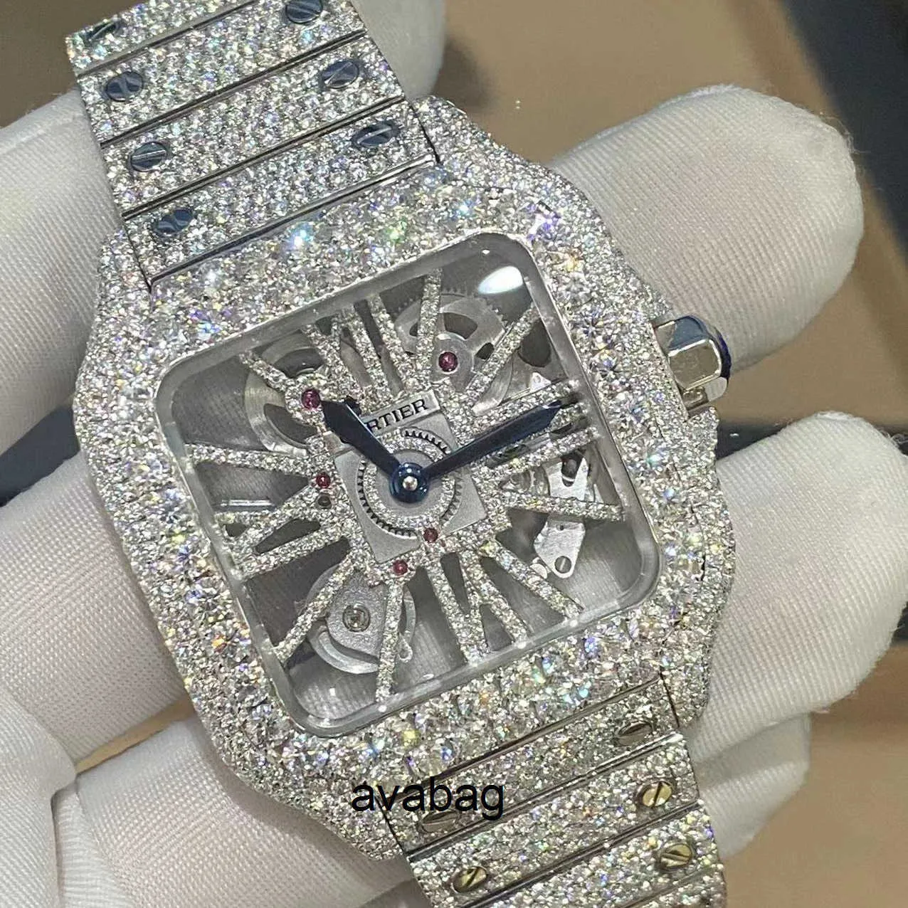 Orologi da polso Orologi di lusso personalizzati Bling Iced Out Orologi in oro bianco placcato Moiss anite Diamond Watchess 5A replica di alta qualità Mechanical1221