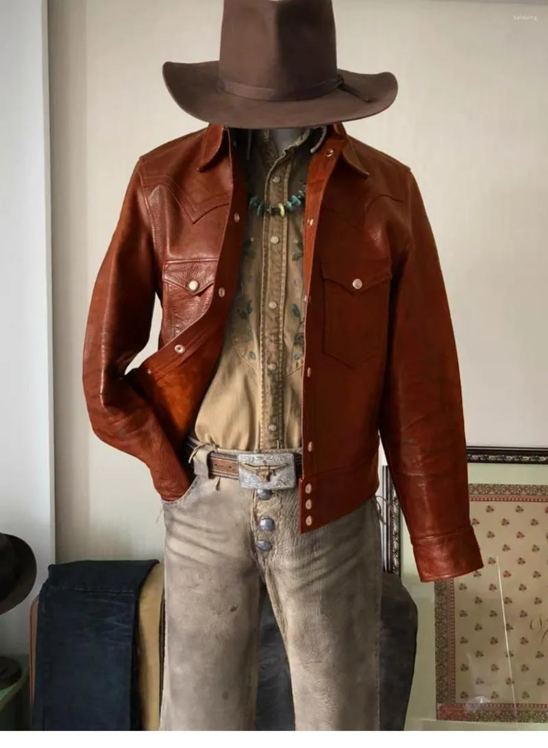 Herenjacks Tailor Brando Super topkwaliteit Italiaanse oliewaxed leer "Governor" American Vintage Jacket Aziatische maatjas