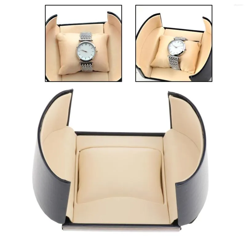 Watch Boxes Men Retro Single Portable Travel Storage Case Interior Cushioned Jewelry Organizer