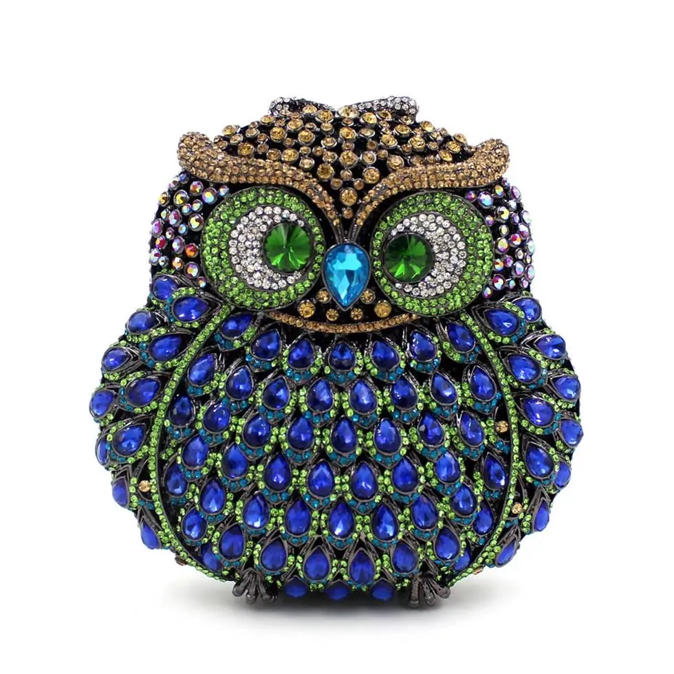 Owl Rhinestone Stranded Metal Crystal Dinner Bag Diamond Women's Handbag BL006