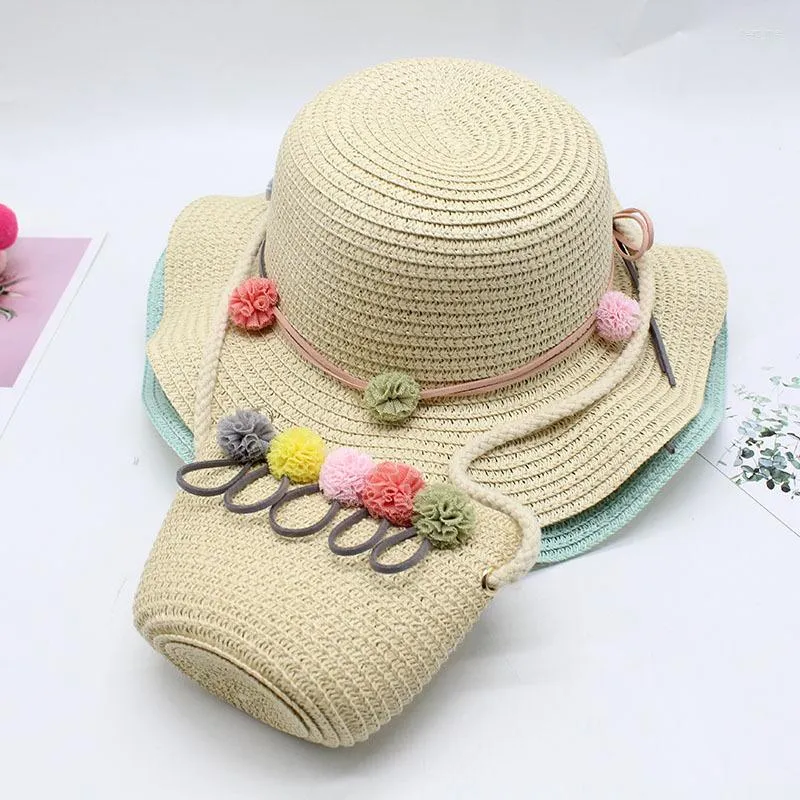 Hüte Seioum Mädchen Kinder Niedlich Lässige Strohhut Handtasche Sets Kind Baby Outdoor Reise Urlaub Strand Floppy Taschen Set Sun Cap Panama