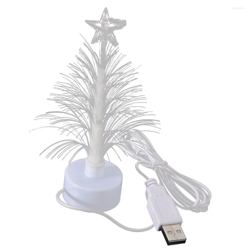 Juldekorationer tr￤dljus Optikfiberlampor Lamp Led Night Byte Dekorativa f￤rgbord Decorxmas Artificial USB Fiber Desktop