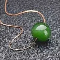 Other Oblateness Pendant Chinese Culture Green Jewelry Natural Stone Lucky Mascot Necklace Woman Girl Gift Daily WearOther