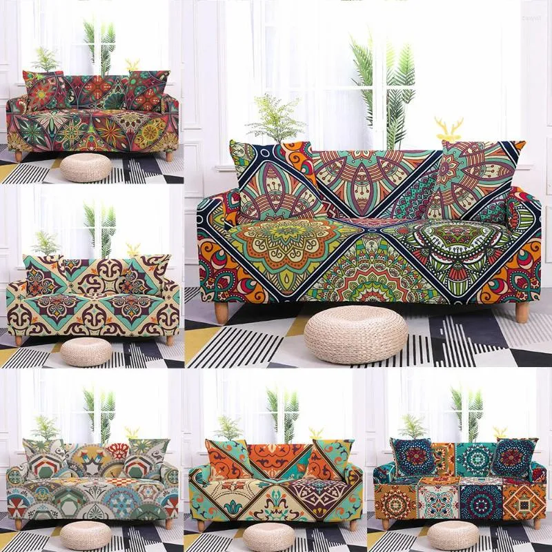 Stol t￤cker stretch bohemian mandala rutig soffa t￤ckning f￶r vardagsrumsm￶bler sektionsh￶rnslipcover 1/2/3/4 sits elastisk fodral