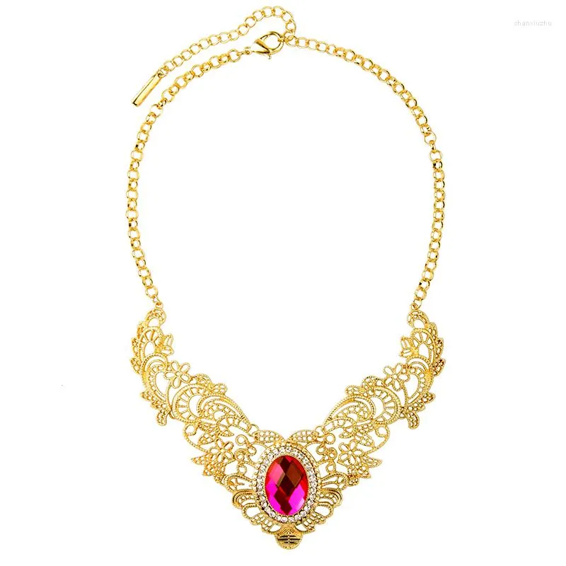 Kedjor bulkpris Mother Gift Shining Gold Color Green and Pink Nalband Antik vintage smycken Choker Tillbehör