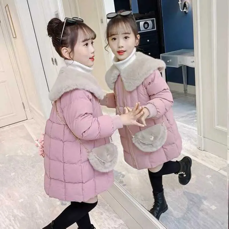 Giacca imbottita in cotone stile straniero per ragazze, giacca imbottita in cotone, abbigliamento invernale addensato, peluche invernale in cotone per bambini