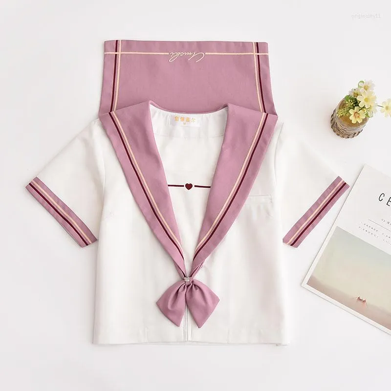 Conjuntos de ropa, uniforme escolar JK, traje japonés ortodoxo Kansai, falda plisada de primavera universitaria de manga larga, marinero bordado para mujer