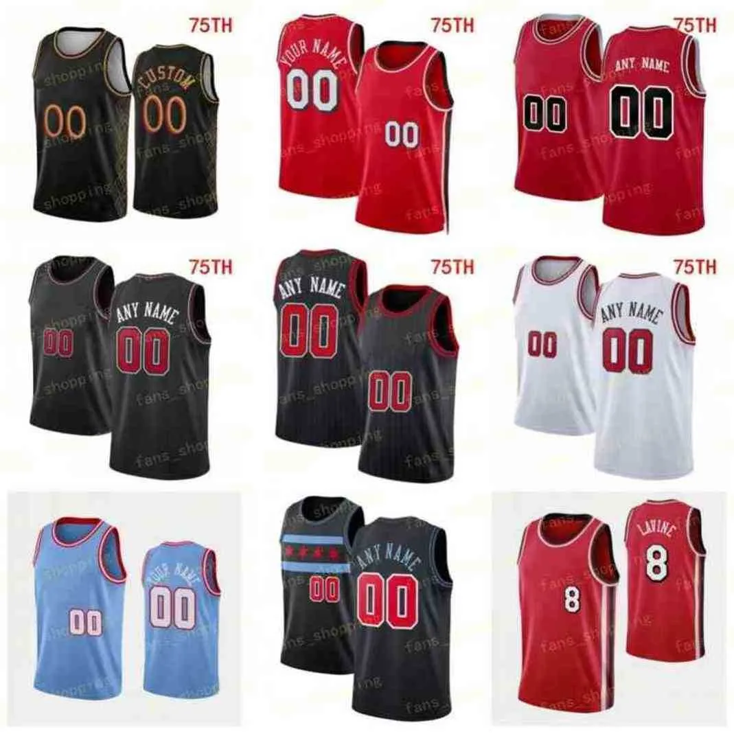 Custom Printed 75th City Basketball Jerseys Zach LaVine 8 Nikola 9 Vucevic Demar 11 DeRozan Lonzo 2 Ball 12 Ayo Dosunmu Alex 6 Caruso