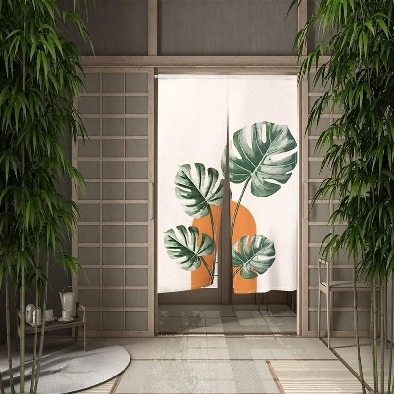 Zasłona japońskie drzwi drukowane przegroda drzwi do kuchni roślina dekoracyjna proste zasłony Cafe Restaurant Decor Noren dostosuj 221021