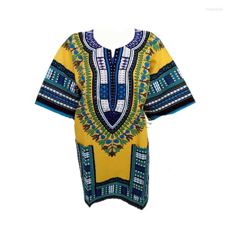 Etniska kl￤der unisex afrikanska toppar f￶r kvinnor dashiki m￤n traditionella tryckkl￤der hippie caftan vintage tribal bazin riche t-shirt