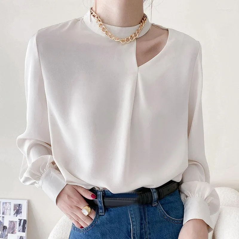 Blouses Hollow Out Shirt Women's 2022 Spring Elegant Lage Black Office Wear Ladies Tops Chiffon Blouse 1551